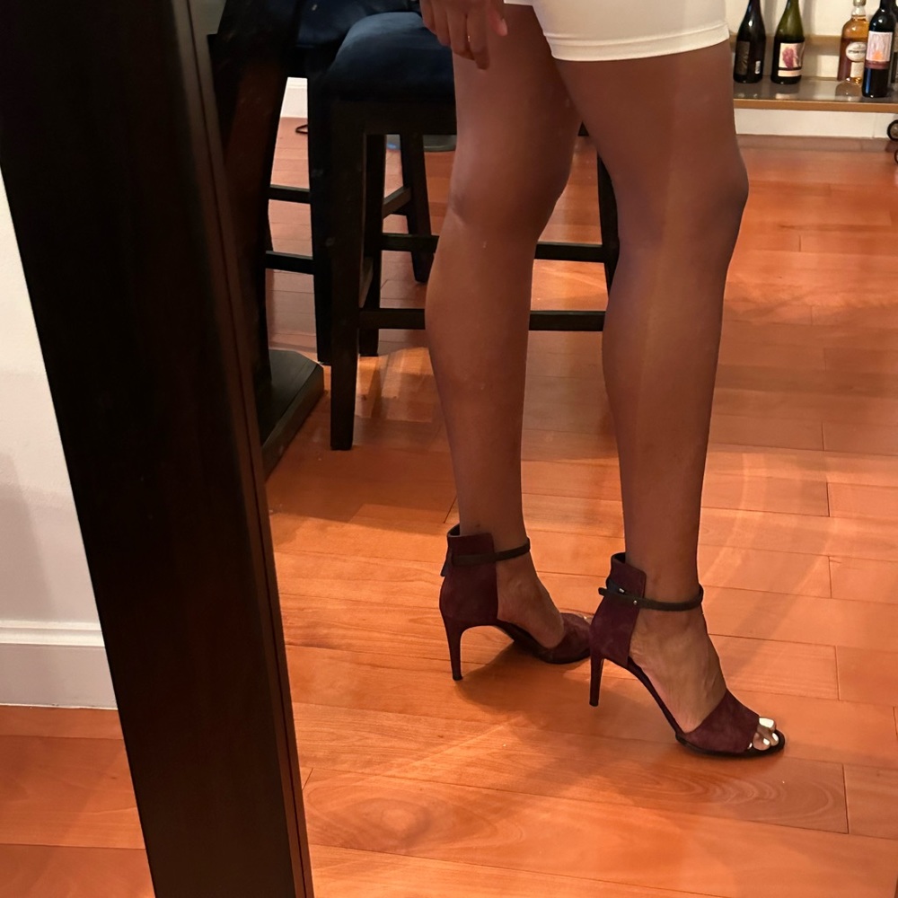 Vince Burgundy Suede Heels